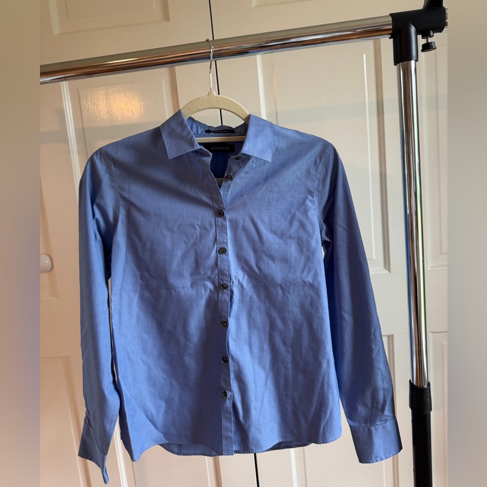 Lands' End Blue Button Down Shirt Classic Style